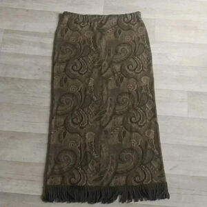 LENNIE for Nina Leonard Fringe Blanket Skirt Black and Brown Size S